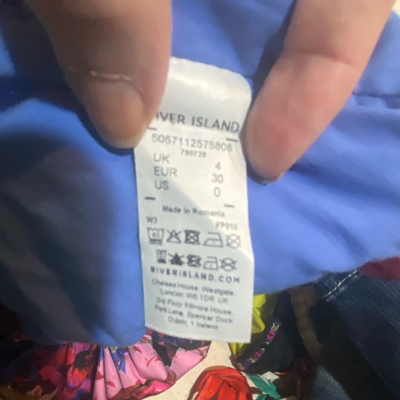 River Island Blue and Pink Floral Mini Dress Size 0 Petite - Picture 7 of 10